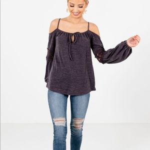 Off the shoulder charcoal blouse